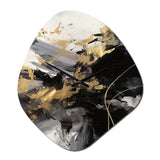 Gold and Grey Fluid Fusion I - Asymmetric Metal Wall Clock