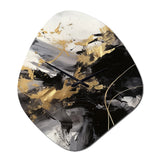 Gold and Grey Fluid Fusion I - Asymmetric Metal Wall Clock