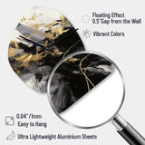 Gold and Grey Fluid Fusion I - Asymmetric Metal Wall Clock