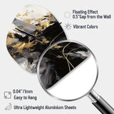Gold and Grey Fluid Fusion I - Asymmetric Metal Wall Clock