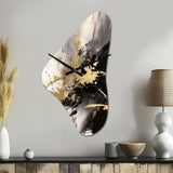 Gold and Grey Fluid Fusion II - Asymmetric Metal Wall Clock