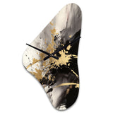 Gold and Grey Fluid Fusion II - Asymmetric Metal Wall Clock