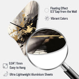 Gold and Grey Fluid Fusion II - Asymmetric Metal Wall Clock