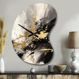 Gold and Grey Fluid Fusion II - Asymmetric Metal Wall Clock