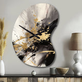 Gold and Grey Fluid Fusion II - Asymmetric Metal Wall Clock