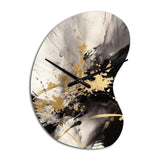 Gold and Grey Fluid Fusion II - Asymmetric Metal Wall Clock