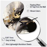 Gold and Grey Fluid Fusion II - Asymmetric Metal Wall Clock