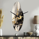 Gold and Grey Fluid Fusion II - Asymmetric Metal Wall Clock