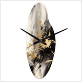 Gold and Grey Fluid Fusion II - Asymmetric Metal Wall Clock