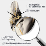 Gold and Grey Fluid Fusion II - Asymmetric Metal Wall Clock
