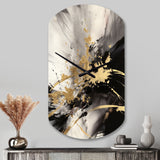 Gold and Grey Fluid Fusion II - Asymmetric Metal Wall Clock