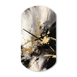 Gold and Grey Fluid Fusion II - Asymmetric Metal Wall Clock