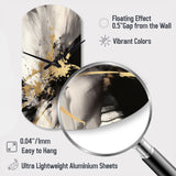 Gold and Grey Fluid Fusion II - Asymmetric Metal Wall Clock
