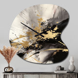Gold and Grey Fluid Fusion II - Asymmetric Metal Wall Clock