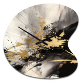 Gold and Grey Fluid Fusion II - Asymmetric Metal Wall Clock