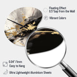 Gold and Grey Fluid Fusion II - Asymmetric Metal Wall Clock