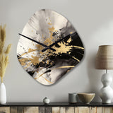 Gold and Grey Fluid Fusion II - Asymmetric Metal Wall Clock
