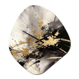 Gold and Grey Fluid Fusion II - Asymmetric Metal Wall Clock