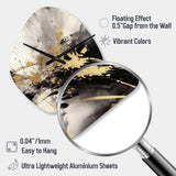 Gold and Grey Fluid Fusion II - Asymmetric Metal Wall Clock
