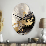 Gold and Grey Fluid Fusion II - Asymmetric Metal Wall Clock