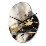 Gold and Grey Fluid Fusion II - Asymmetric Metal Wall Clock