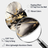 Gold and Grey Fluid Fusion II - Asymmetric Metal Wall Clock