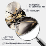 Gold and Grey Fluid Fusion II - Asymmetric Metal Wall Clock