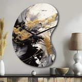 Gold and Grey Fluid Fusion IV - Asymmetric Metal Wall Clock