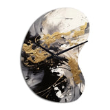 Gold and Grey Fluid Fusion IV - Asymmetric Metal Wall Clock