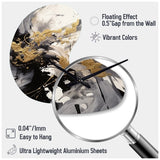 Gold and Grey Fluid Fusion IV - Asymmetric Metal Wall Clock