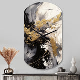 Gold and Grey Fluid Fusion IV - Asymmetric Metal Wall Clock
