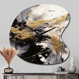 Gold and Grey Fluid Fusion IV - Asymmetric Metal Wall Clock