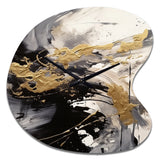 Gold and Grey Fluid Fusion IV - Asymmetric Metal Wall Clock