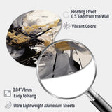 Gold and Grey Fluid Fusion IV - Asymmetric Metal Wall Clock