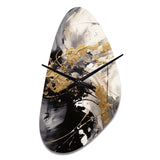 Gold and Grey Fluid Fusion IV - Asymmetric Metal Wall Clock