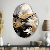 Gold and Grey Fluid Fusion IV - Asymmetric Metal Wall Clock