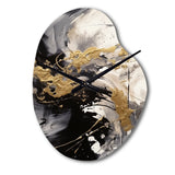 Gold and Grey Fluid Fusion IV - Asymmetric Metal Wall Clock