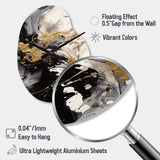 Gold and Grey Fluid Fusion IV - Asymmetric Metal Wall Clock
