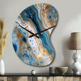 Blue and White Marble Dreams - Asymmetric Metal Wall Clock