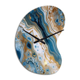 Blue and White Marble Dreams - Asymmetric Metal Wall Clock