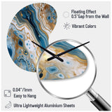 Blue and White Marble Dreams - Asymmetric Metal Wall Clock