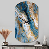 Blue and White Marble Dreams - Asymmetric Metal Wall Clock