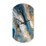 Blue and White Marble Dreams - Asymmetric Metal Wall Clock