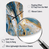 Blue and White Marble Dreams - Asymmetric Metal Wall Clock