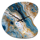 Blue and White Marble Dreams - Asymmetric Metal Wall Clock