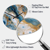 Blue and White Marble Dreams - Asymmetric Metal Wall Clock