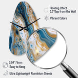 Blue and White Marble Dreams - Asymmetric Metal Wall Clock