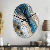 Blue and White Marble Dreams - Asymmetric Metal Wall Clock