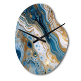 Blue and White Marble Dreams - Asymmetric Metal Wall Clock
