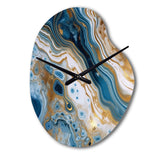 Blue and White Marble Dreams - Asymmetric Metal Wall Clock